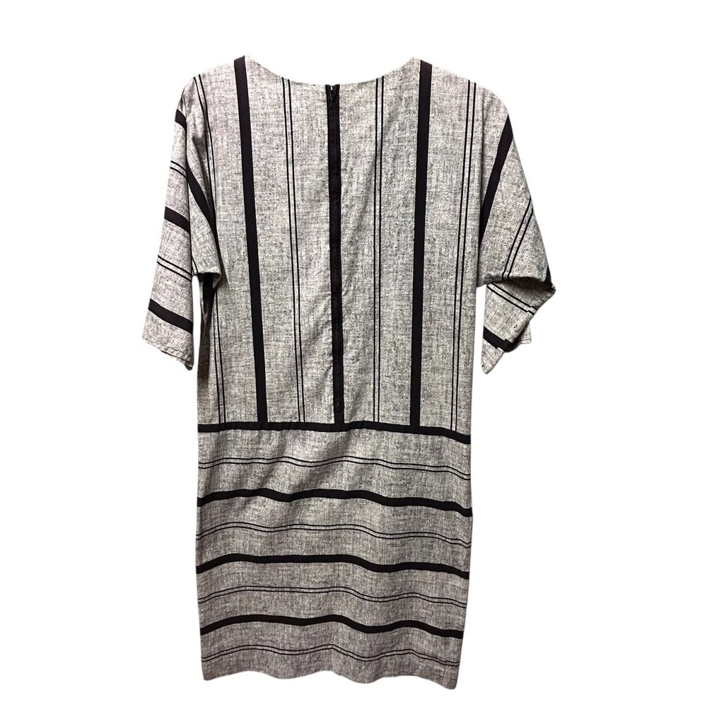 Vintage Serbin by Marianne Striped Dress Minimalist Black and Gray Shift Dress-M - Picture 5 of 9